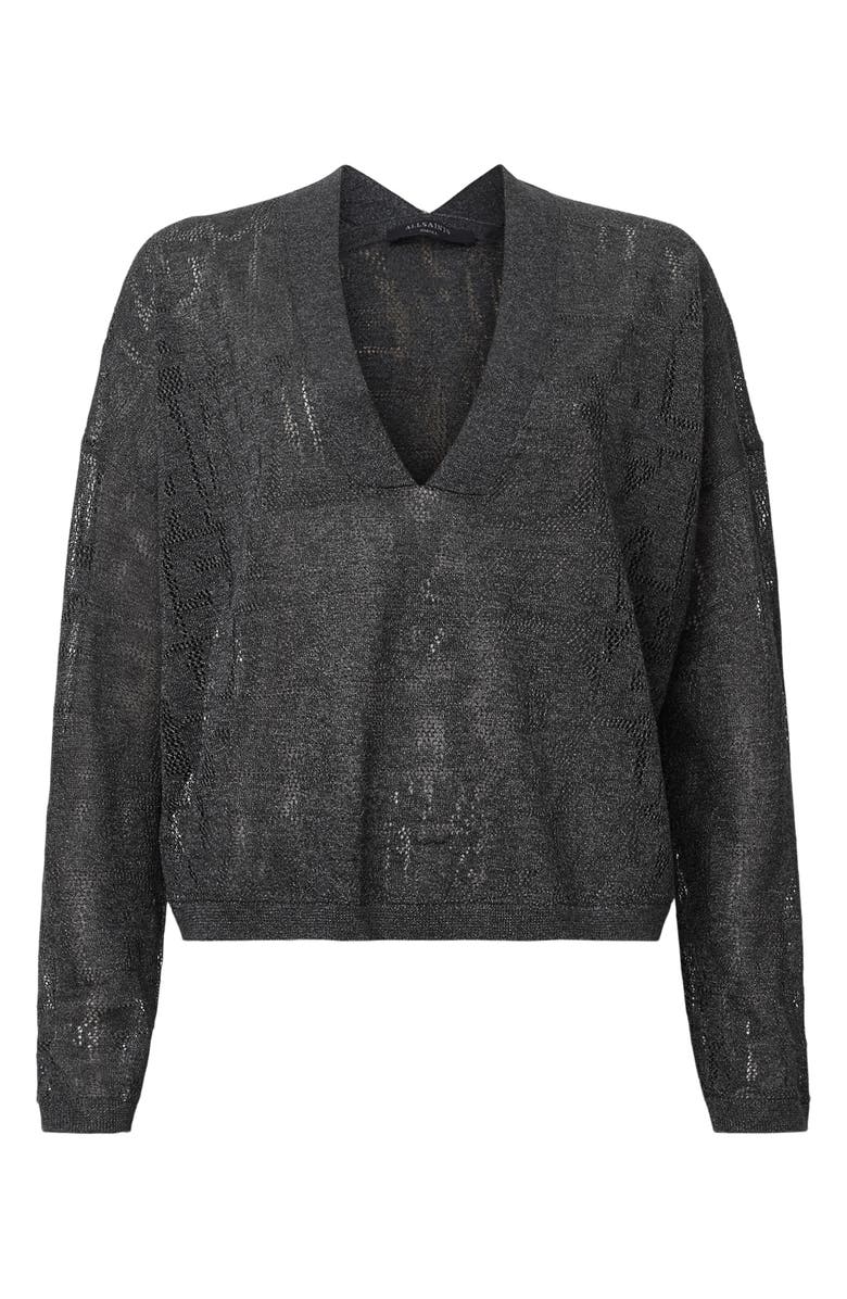 AllSaints Kaito V-Neck Sheer Knit Sweater, Alternate, color, 