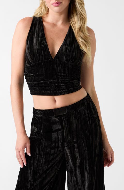 Arlowe Crushed Velour Crop Top