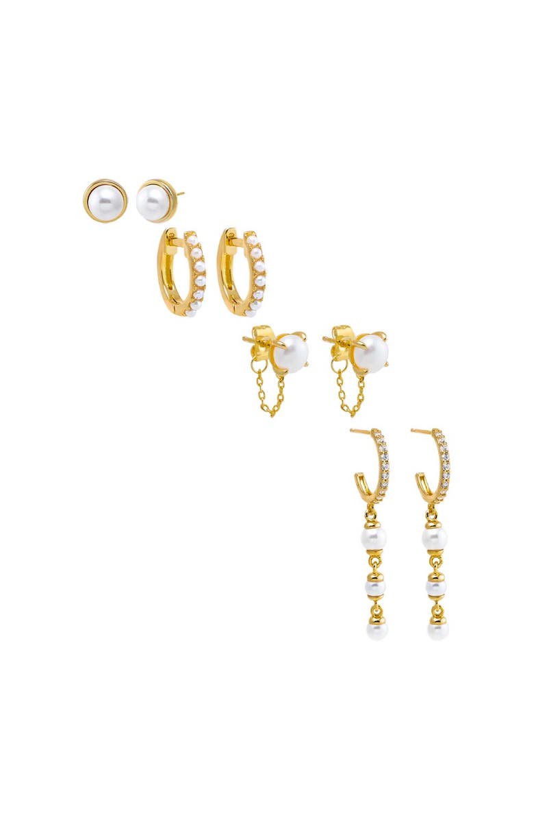 BY ADINA EDEN Pearls & More Earring Combo Set, Main, color, Pearl White