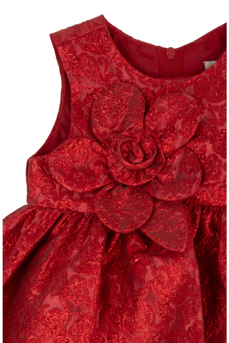 Kids' Floral Brocade Sleeveless Dress & Bloomers, Alternate, color, RED