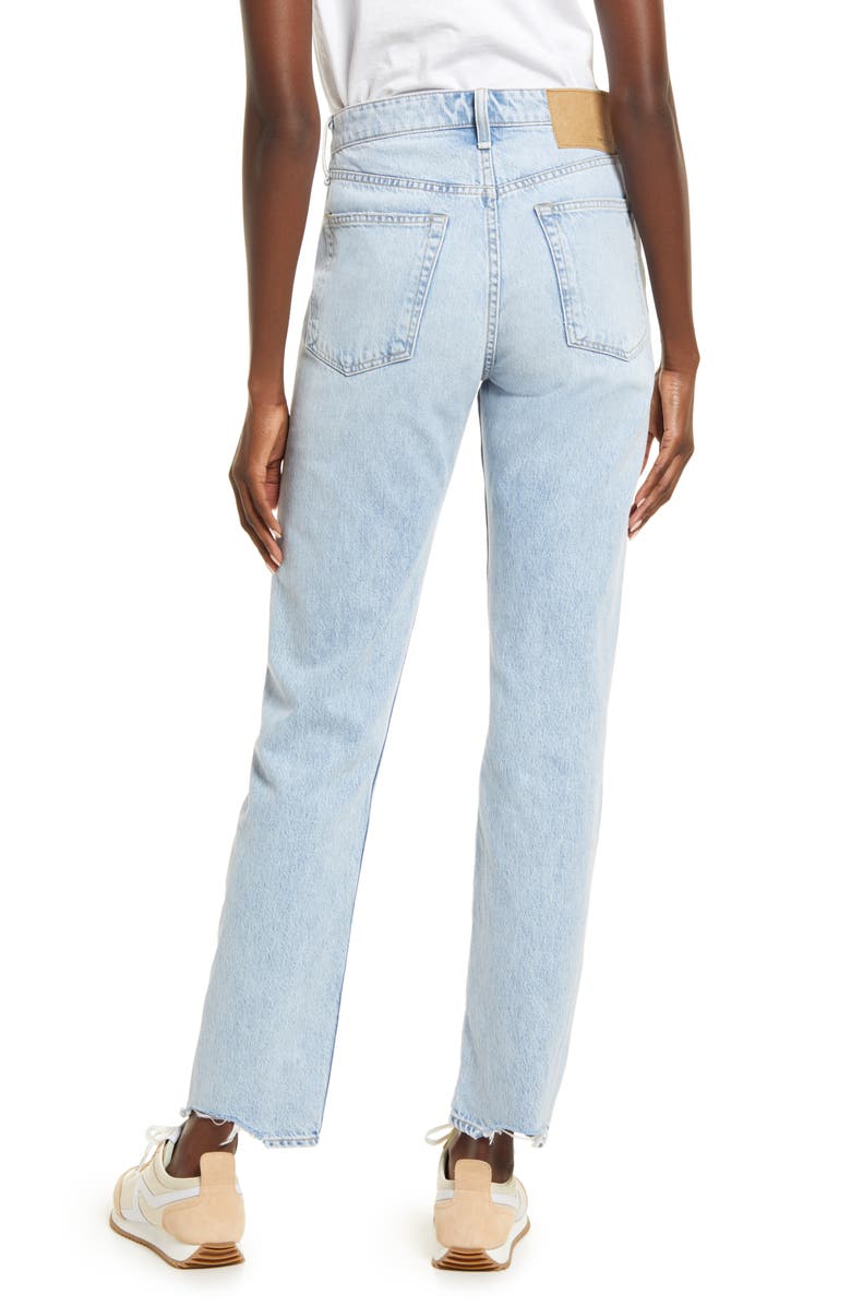 rag & bone Maya Frayed High Waist Slim Straight Leg Jeans, Alternate, color, Montauk