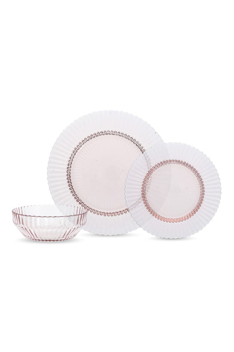 Archie 12-Piece Pink Dinnerware Set, Main, color, PINK