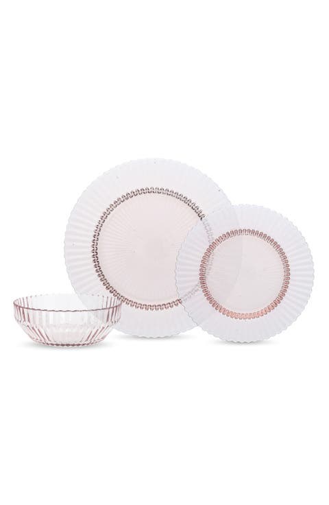 Archie 12-Piece Pink Dinnerware Set
