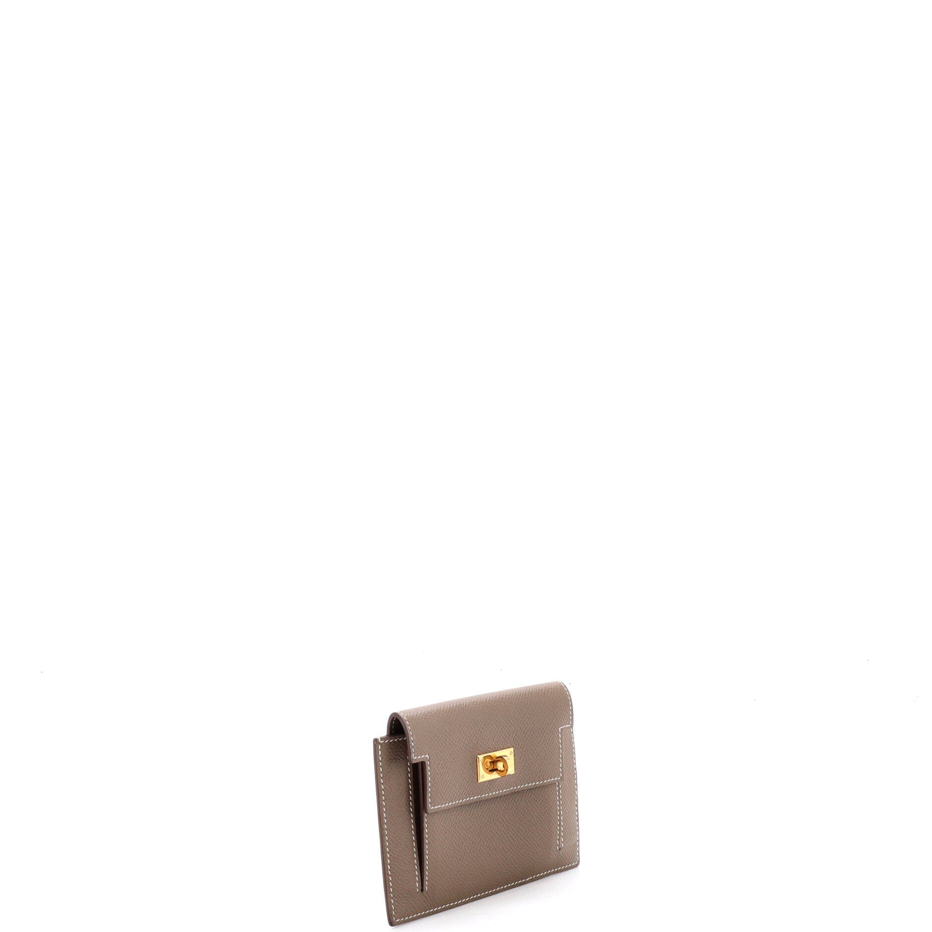 Pre-Owned Hermes Kelly Pocket Compact Wallet Epsom, Alternate, color, Etoupe