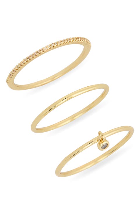 Set of 3 Cubic Zirconia Skinny Band Rings
