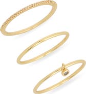 Leith Set of 3 Cubic Zirconia Skinny Band Rings