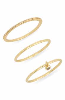 Set of 3 Cubic Zirconia Skinny Band Rings