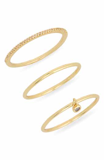 Set of 3 Cubic Zirconia Skinny Band Rings