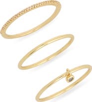 Leith Set of 3 Cubic Zirconia Skinny Band Rings