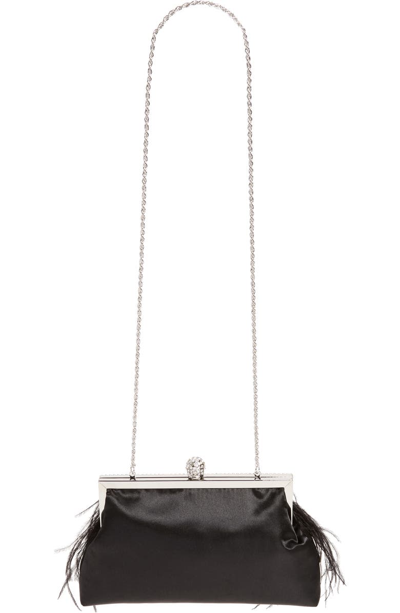 Nina Breena Feather Trim Frame Clutch, Alternate, color,