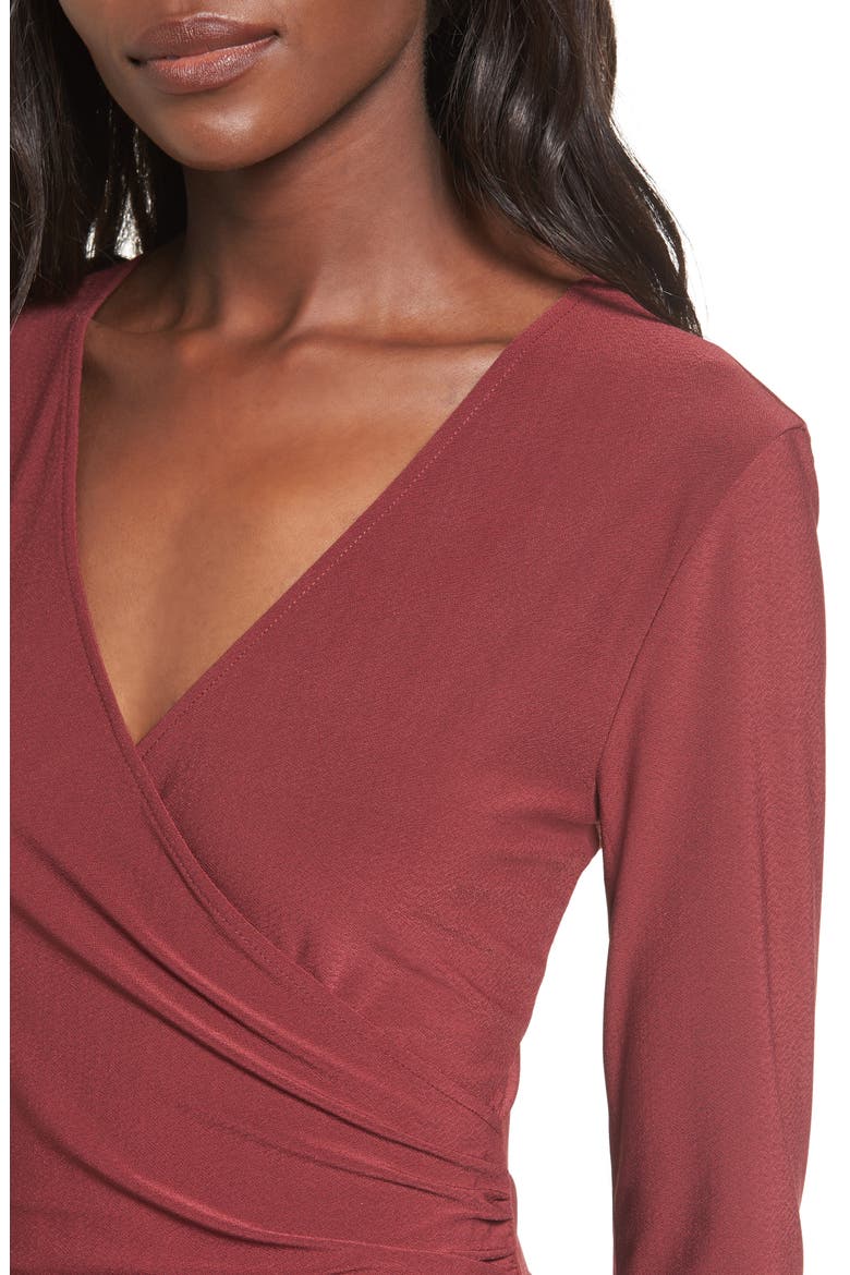 Ruched Sheath Dress, Alternate, color, RED TANNIN