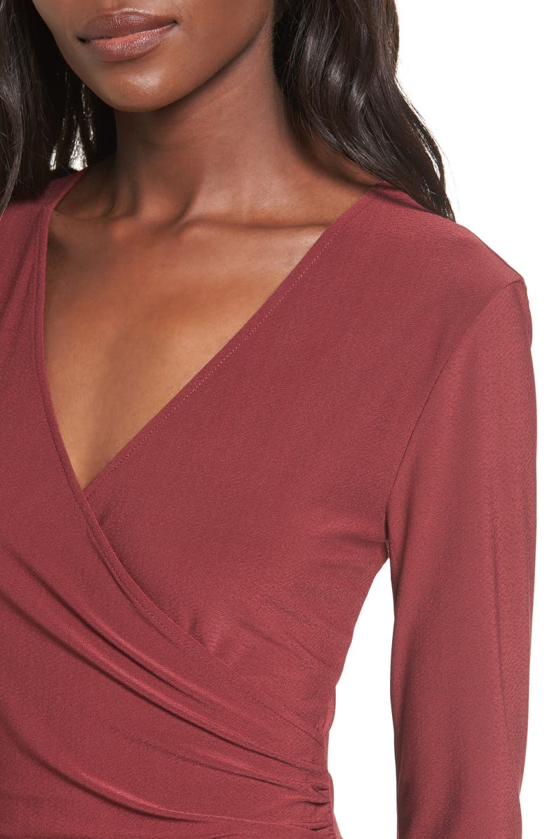 Leith Ruched Sheath Dress, Alternate, color, Red Tannin