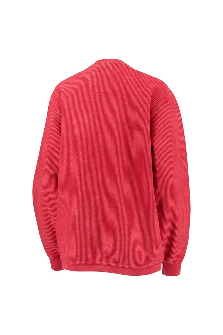 Women's Pressbox Red Northeastern Huskies Comfy Cord Vintage Wash Basic Arch Pullover Sweatshirt, Alternate, color, Red