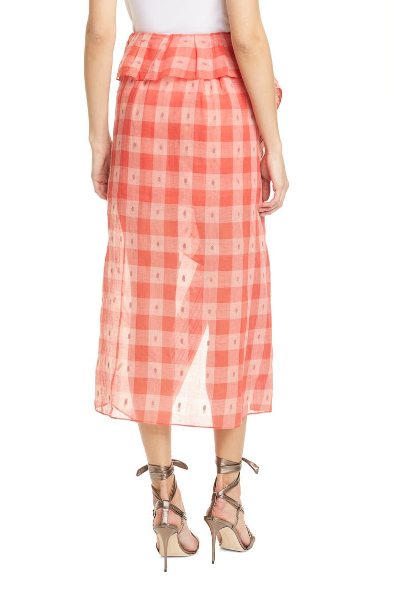 Merida Check Cotton Skirt, Alternate, color, HIBISCUS