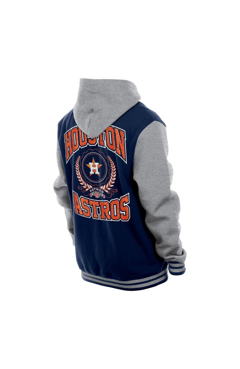 New Era Men's New Era Navy Houston Astros Throwback Prep Full-Snap Hoodie Jacket, Alternate, color, Navy