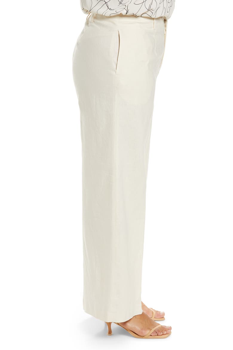 Wide Leg Linen Blend Stovepipe Pants, Alternate, color, IVORY BIRCH
