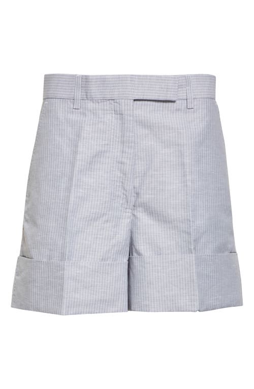 Thom Browne Pinstripe Linen & Cotton Sack Shorts In Blue
