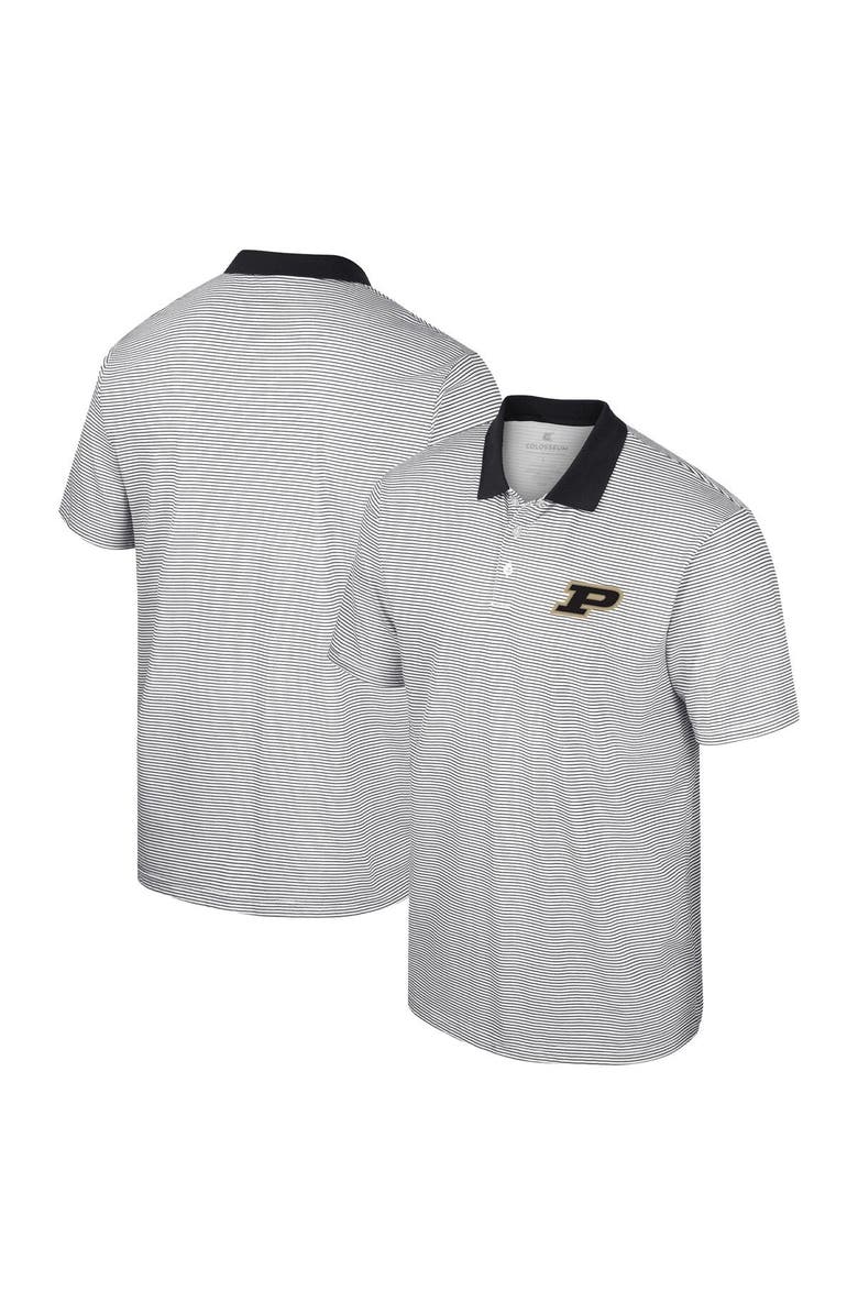COLOSSEUM Men's Colosseum White/Black Purdue Boilermakers Print Stripe Polo, Main, color, 