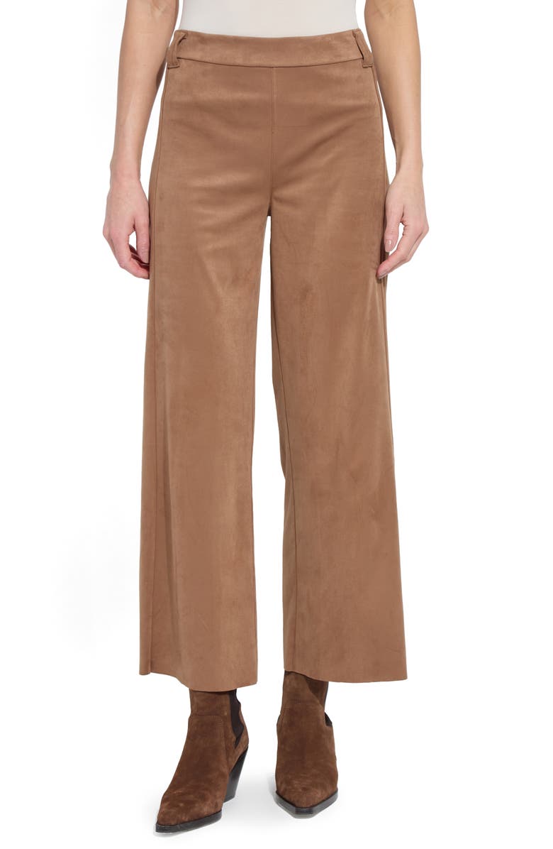 Lysse Vionette Faux Suede Wide Leg Pants, Main, color, Lux Camel