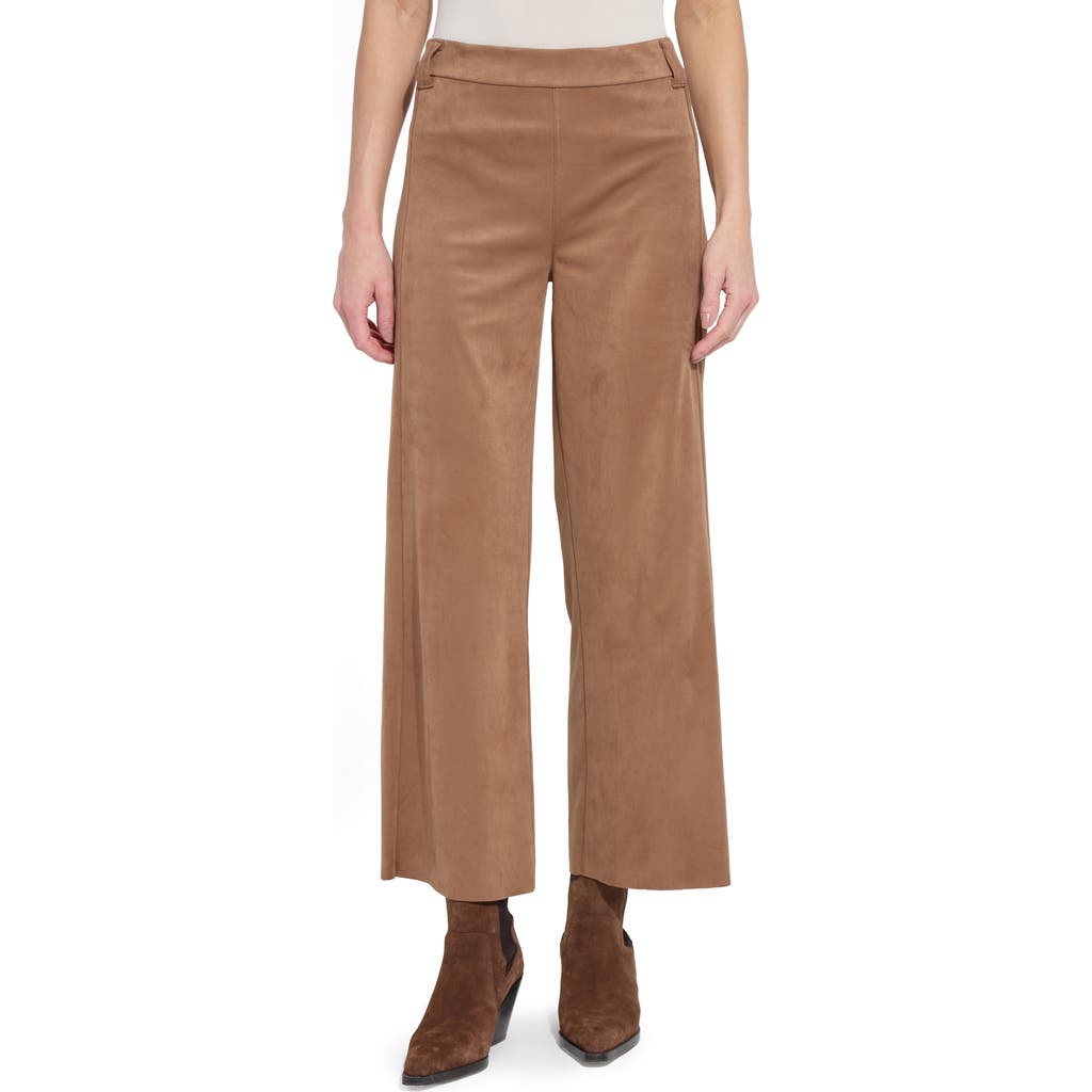 Lyssé Vionette Vegan Suede Wide Leg Trouser Curvy In Brown