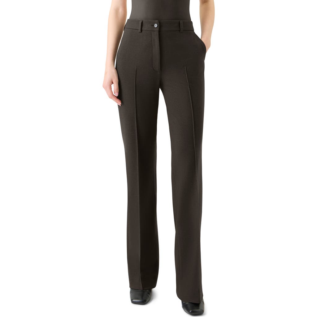Akris Punto Faysa Pintuck Pleat Flare Wool Pants In Brown
