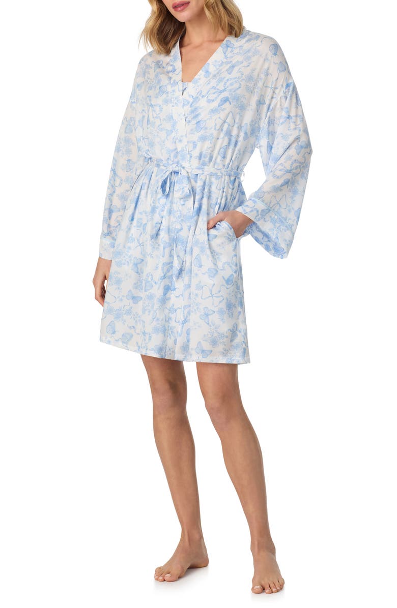 Room Service Pjs Tess Butterflies & Bows Print Short Robe, Alternate, color,