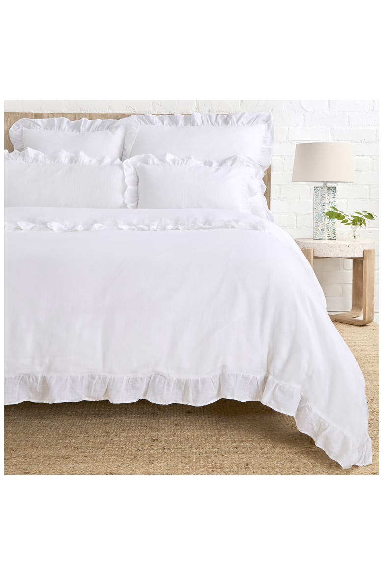 'Charlie' Linen Duvet Cover, Alternate, color, WHITE