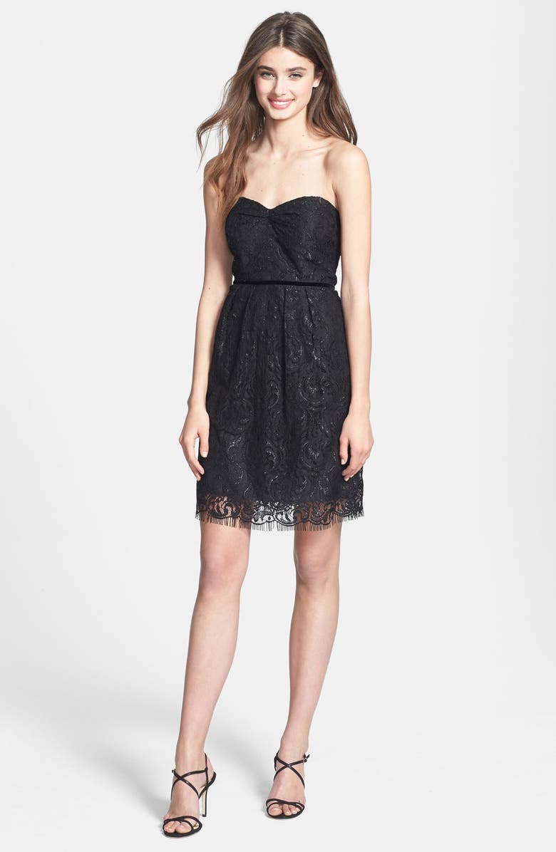 Jenny Yoo Hudson Metallic Lace Sheath Dress, Alternate, color, 