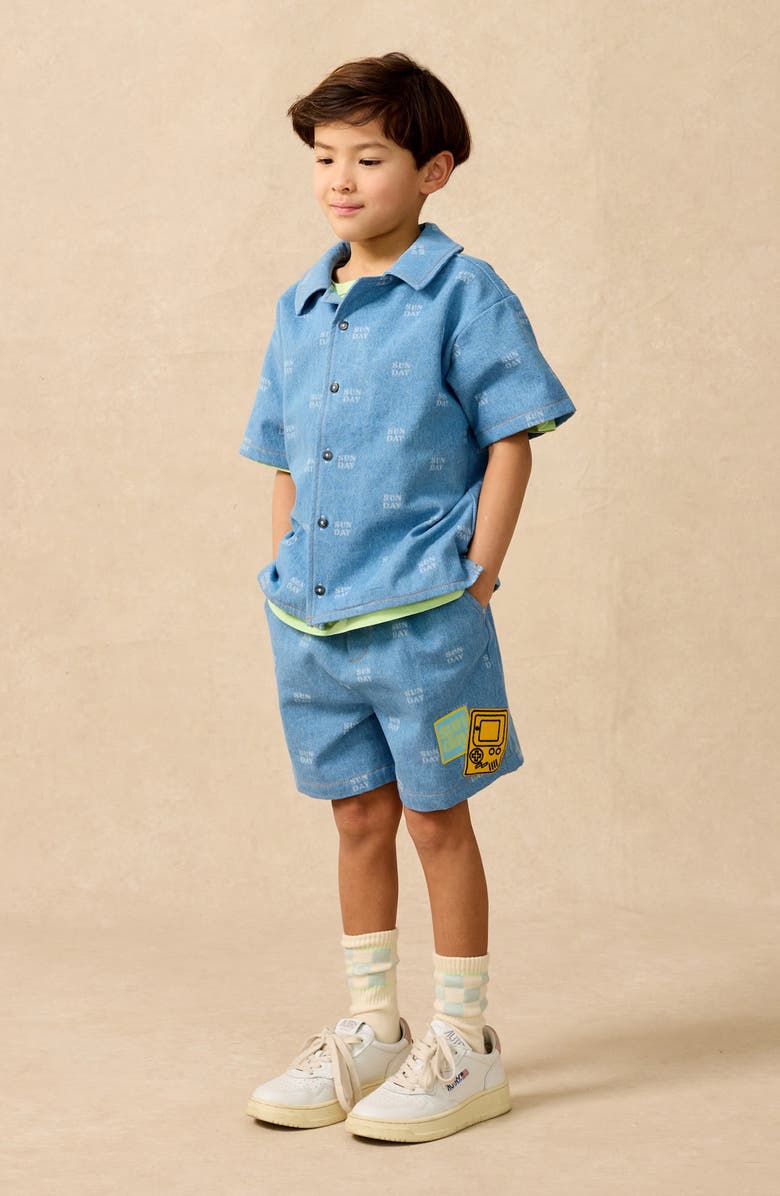 The Sunday Collective Kids' Downtown Organic Cotton Denim Shorts, Alternate, color, 