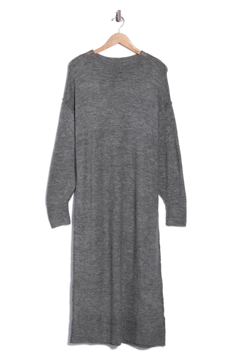 STITCHDROP Tribeca Long Sleeve Midi Sweater Dress, Alternate, color, Charcoal