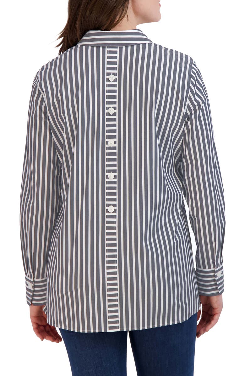 Foxcroft Pamela Stripe Blouse, Alternate, color, Black