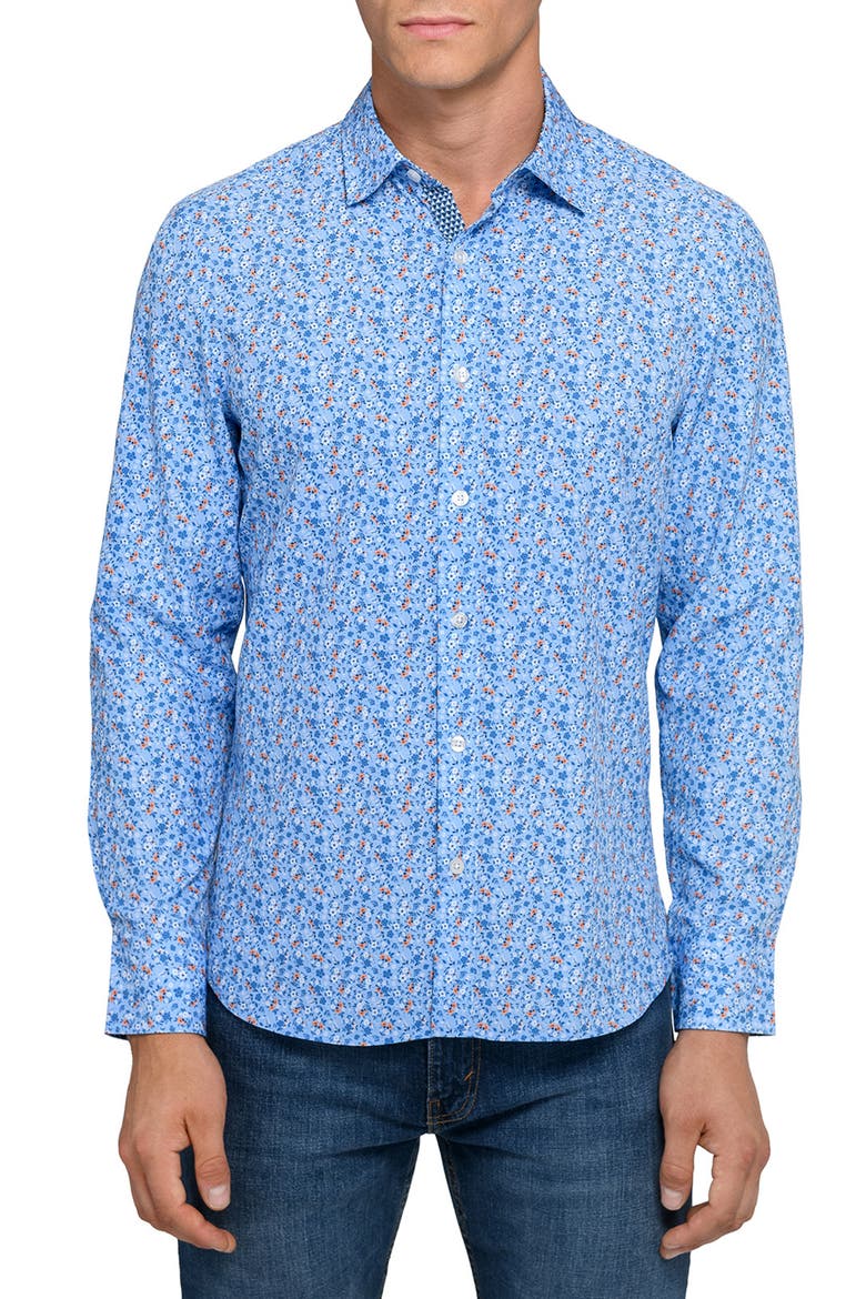 Amber Floral Woven Long Sleeve Basic, Main, color, CHAMBRAY BLUE
