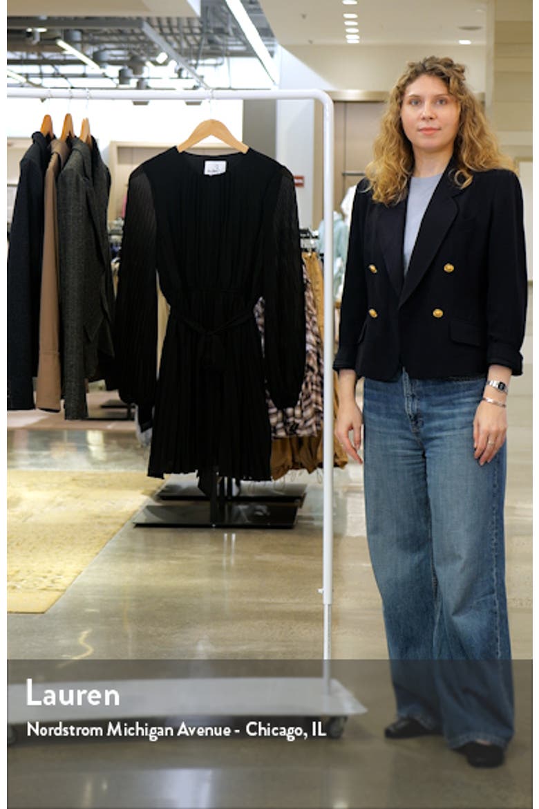 Tie Belt Long Sleeve Plissé Minidress video