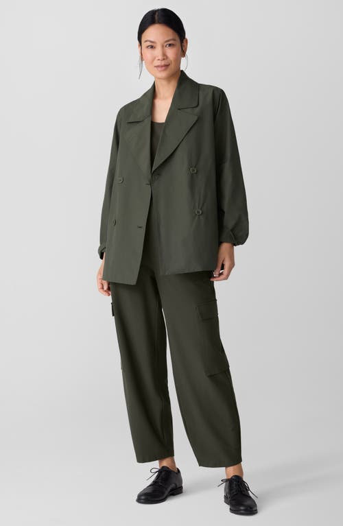Eileen Fisher Organic Cotton Blend Crop Trench Coat In Green
