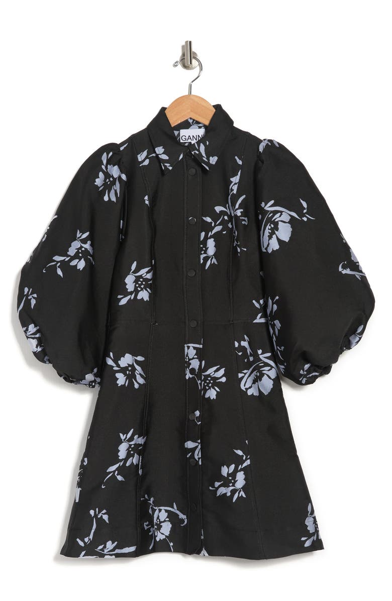 Ganni Printed Button Front Mini Dress, Alternate, color,