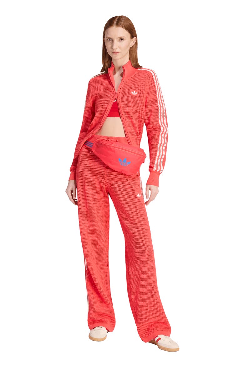 Open Knit Track Jacket, Alternate, color, SEMI LUCID RED