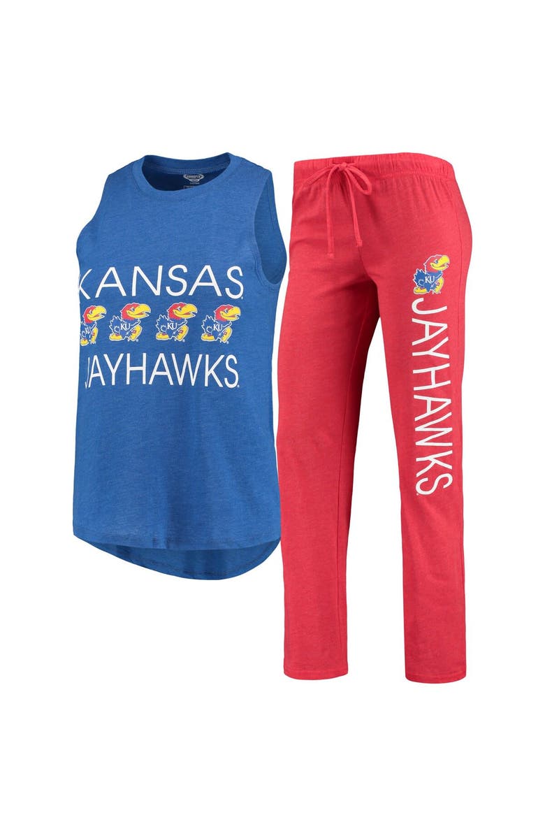 CONCEPTS SPORT Women's Concepts Sport Royal/Red Kansas Jayhawks Team Tank Top & Pants Sleep Set, Main, color, 