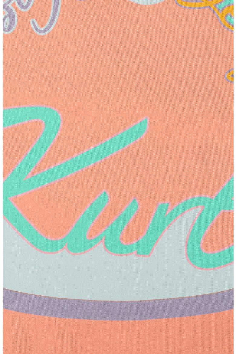 Script Print Square Silk Scarf, Alternate, color, CORAL GLOW