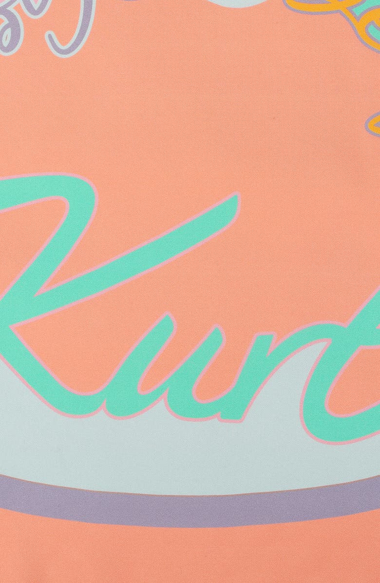 Kurt Geiger London Script Print Square Silk Scarf, Alternate, color, Coral Glow