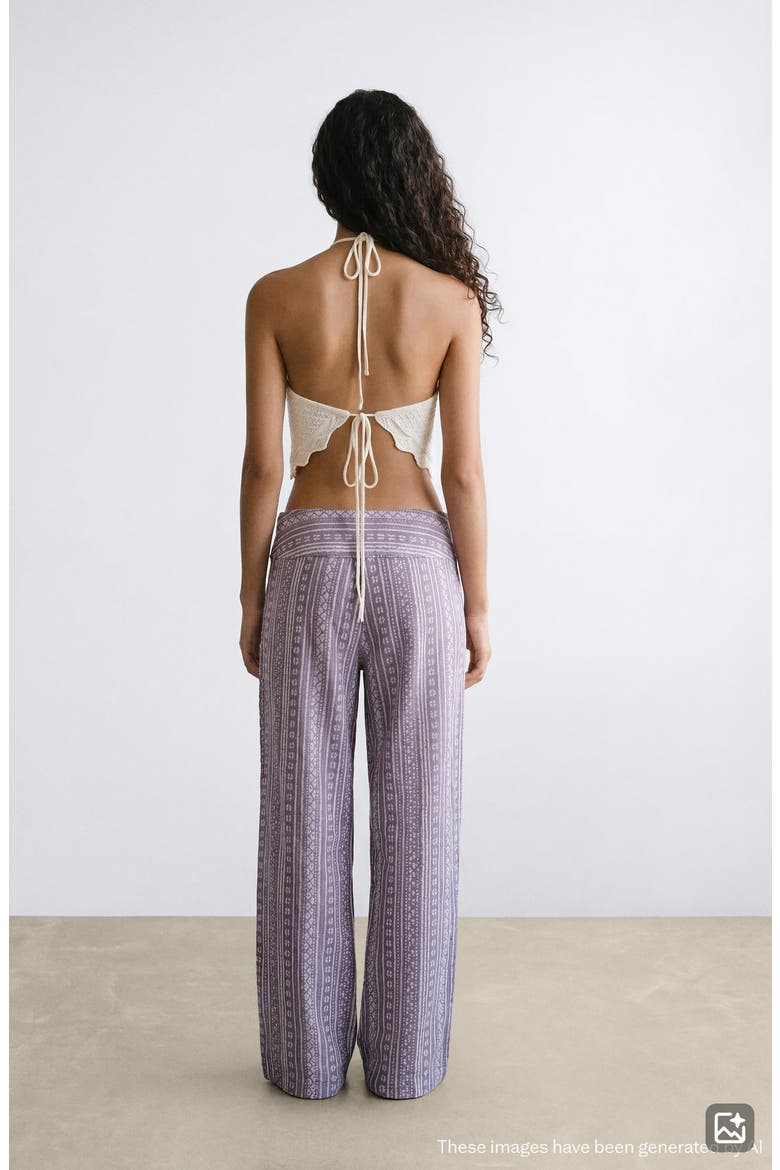 Print Wide Leg Pants, Alternate, color, LIGHT/ PASTEL PURPLE