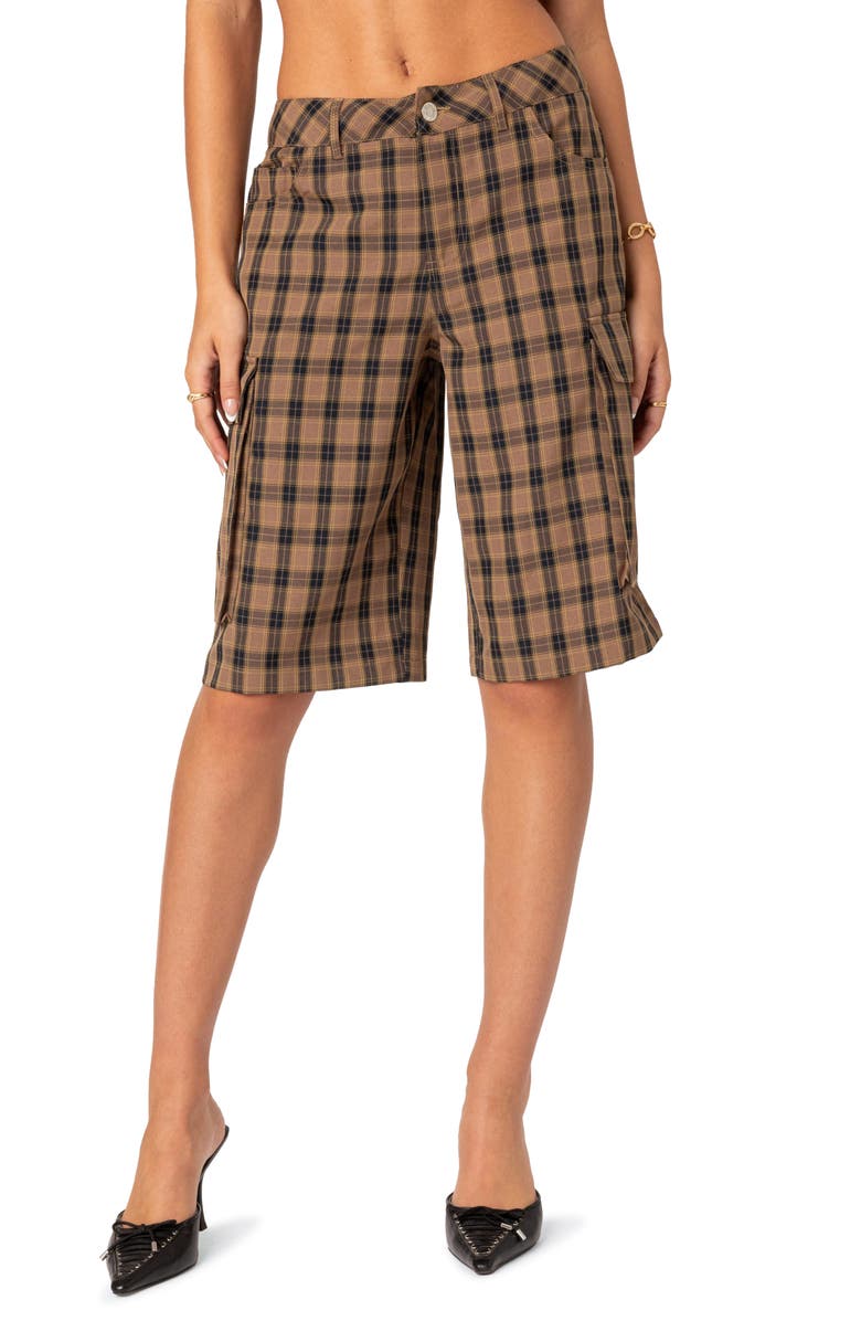 EDIKTED Plaid Cargo Shorts, Main, color,