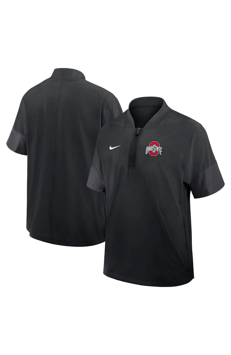 Nike Men's Nike Black Ohio State Buckeyes 2025 Sideline Short Sleeve Quarter-Zip Coach Jacket, Alternate, color, Black