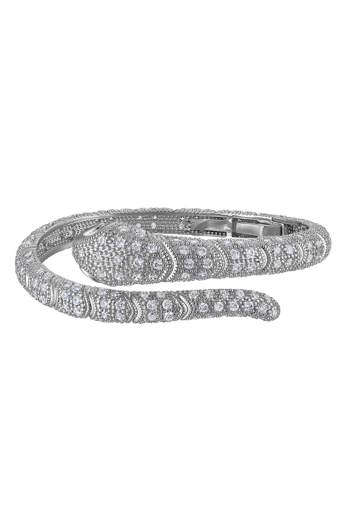FZN Pavé Cubic Zirconia Snake Hinged Bracelet