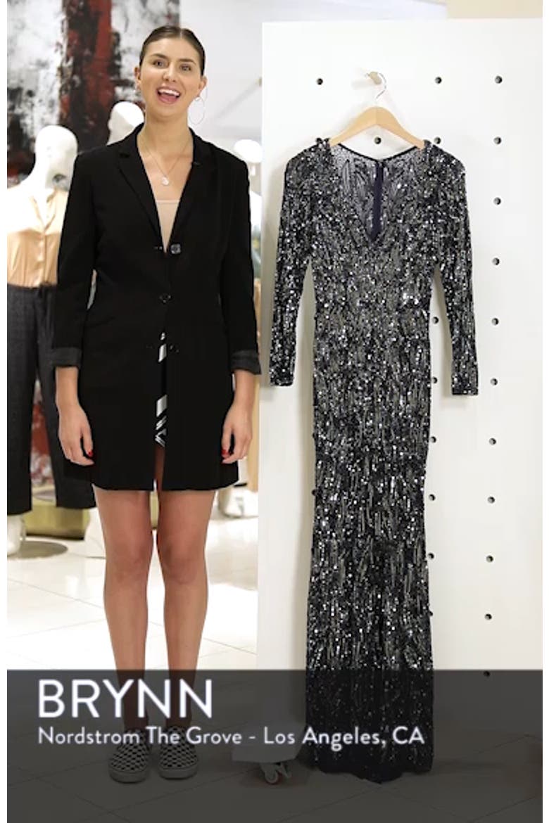 Beaded Long Sleeve Gown video