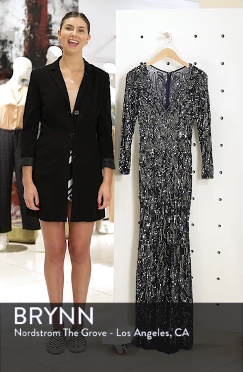 Beaded Long Sleeve Gown, sales video thumbnail