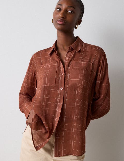 Etched Check Sheer Shirt