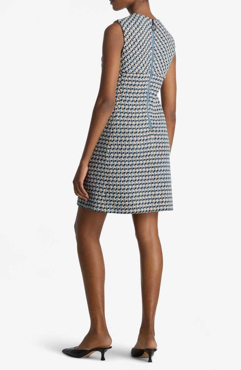 ST. JOHN Metallic Tweed Shift Dress, Alternate, color, Royal Blue/ White Multi