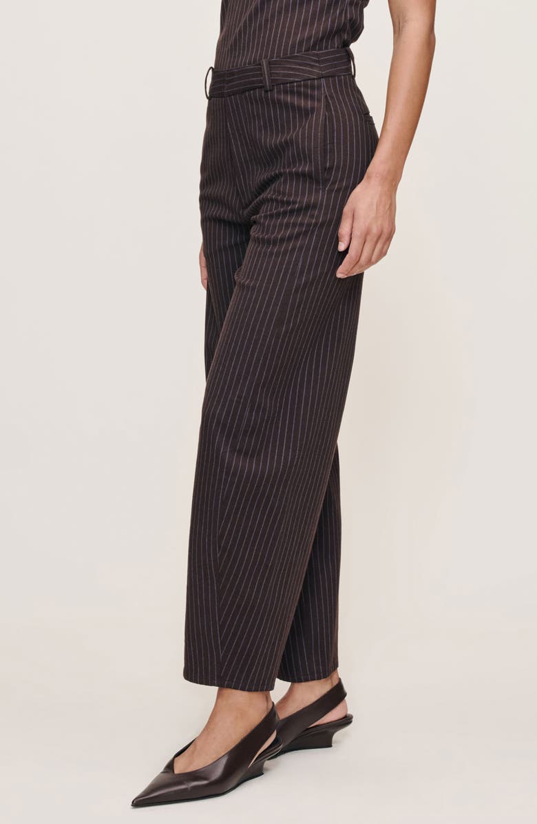 DL1961 Rigid High Waist Ankle Barrel Leg Pants, Alternate, color, Brown/ Blue Stripe