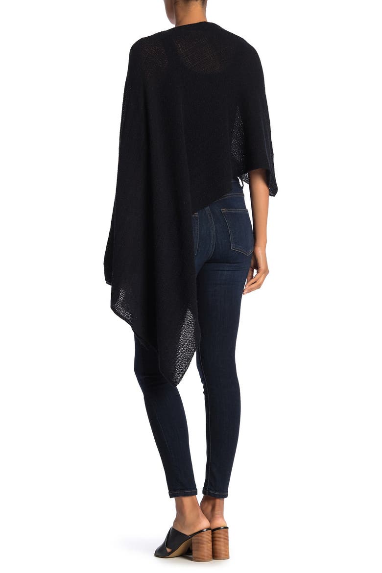 Lightweight Lambswool Cowl Neck Poncho, Alternate, color, BLACK