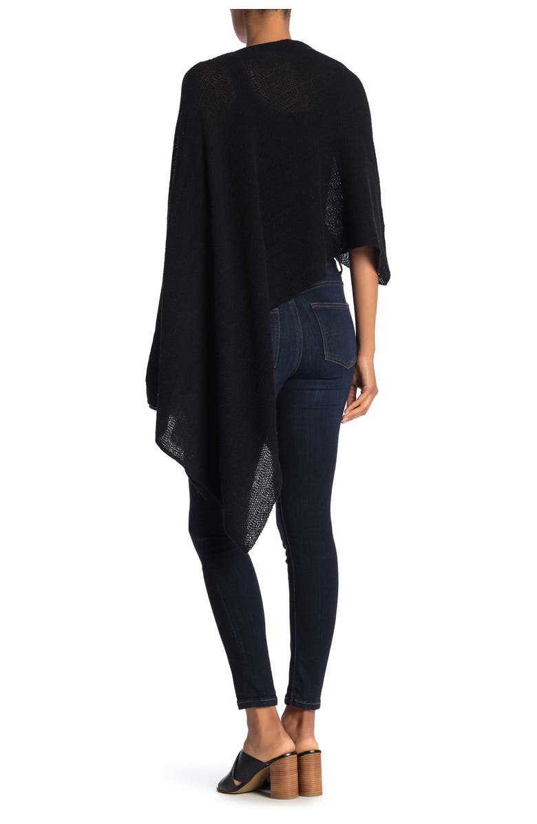 Portolano Lightweight Lambswool Cowl Neck Poncho, Alternate, color, Black